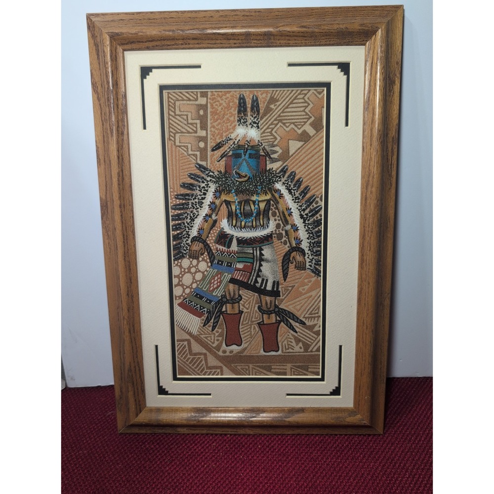 James M Cambridge Original Navajo Sand Art Eagle Kachina Native American